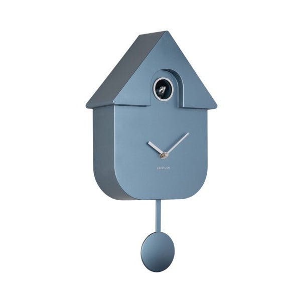 Wall Clock Modern Cuckoo Metallic Dark Blue - CLOCKS - Beattys of Loughrea