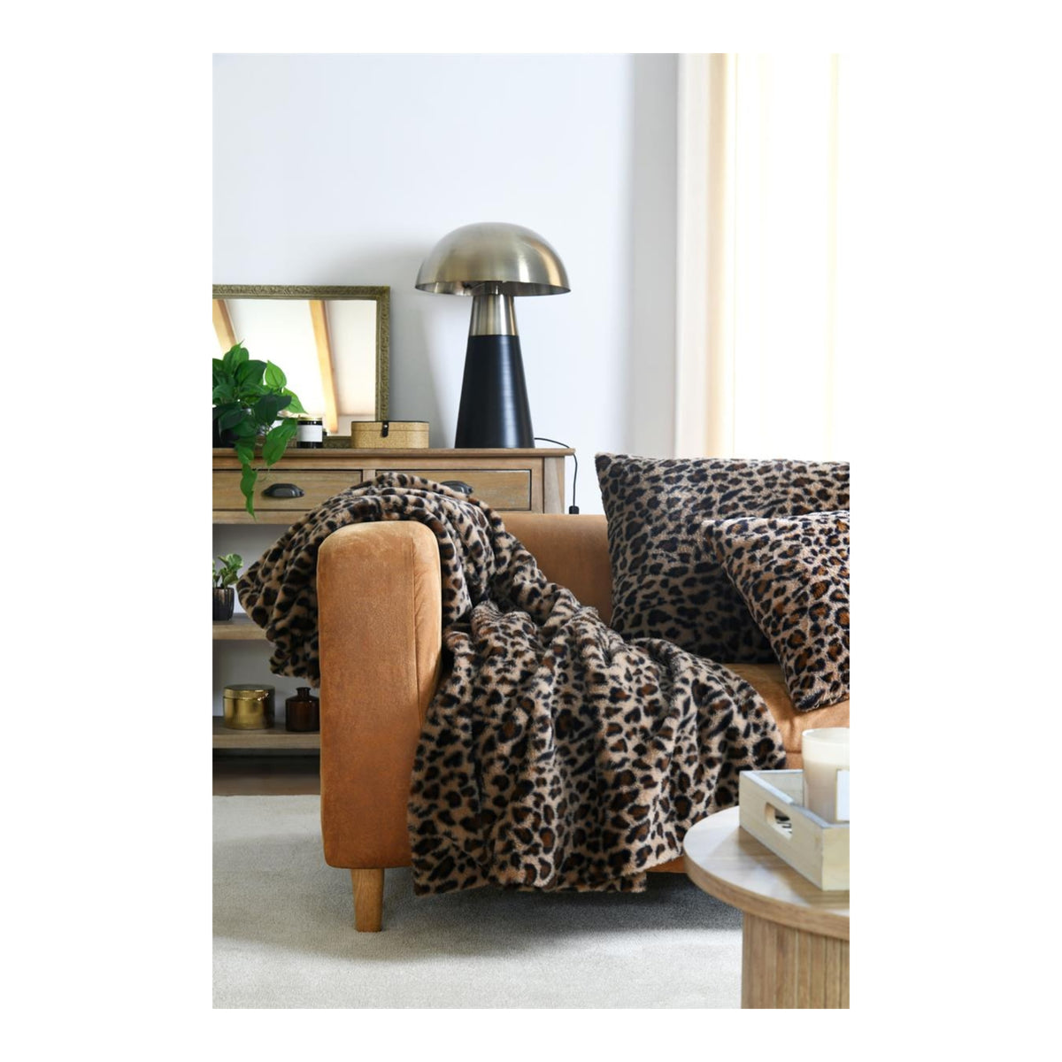 STOF Fauves Faux Fur Throw, Camel, 130x160cm - THROWS/BLANKETS - Beattys of Loughrea