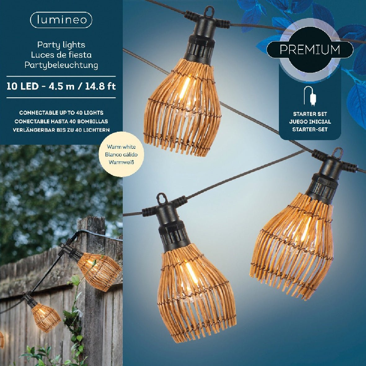 Lumineo Outdoor Party Lights – 10 LED (4.5m / 14.8ft) - LED STRING DECO LIGHTS (NOT XMAS) - Beattys of Loughrea