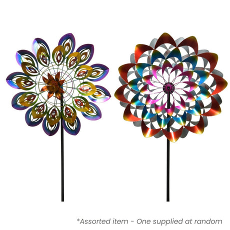 Prismatic Petal Wind Spinner Assorted - One Supplied* - GARDEN ORNAMENTS INCL SOLAR - Beattys of Loughrea
