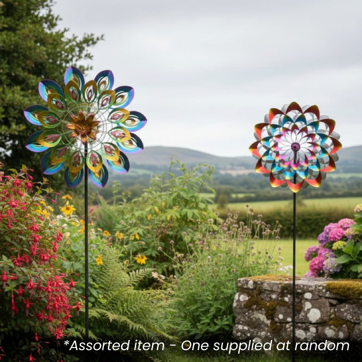 Prismatic Petal Wind Spinner Assorted - One Supplied* - GARDEN ORNAMENTS INCL SOLAR - Beattys of Loughrea