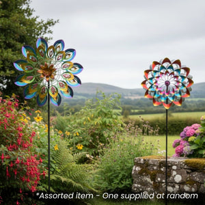 Prismatic Petal Wind Spinner Assorted - One Supplied* - GARDEN ORNAMENTS INCL SOLAR - Beattys of Loughrea