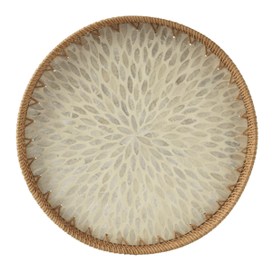 Round Rattan Tray with Natural Petal Pattern – 38cm - WOODEN KITCHENWARE /ACCESSORIES - Beattys of Loughrea