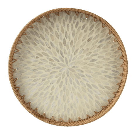 Round Rattan Tray with Natural Petal Pattern – 38cm - WOODEN KITCHENWARE /ACCESSORIES - Beattys of Loughrea