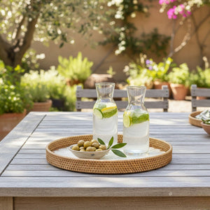 Round Rattan Tray with Natural Petal Pattern – 38cm - WOODEN KITCHENWARE /ACCESSORIES - Beattys of Loughrea
