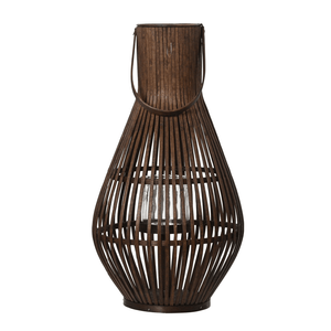 Bamboo Lantern Round, Brown – 55 cm - CANDLE HOLDERS / Lanterns - Beattys of Loughrea