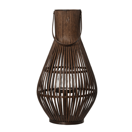 Bamboo Lantern Round, Brown – 55 cm - CANDLE HOLDERS / Lanterns - Beattys of Loughrea