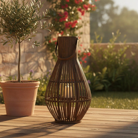 Bamboo Lantern Round, Brown – 55 cm - CANDLE HOLDERS / Lanterns - Beattys of Loughrea