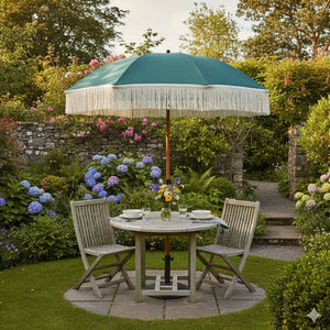 2m Fringed Parasol – Green - PARASOLS - Beattys of Loughrea