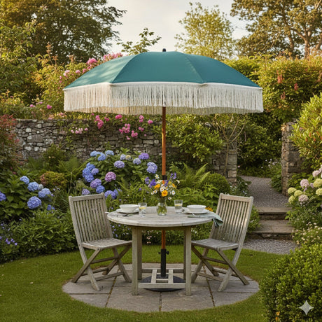 2m Fringed Parasol – Green - PARASOLS - Beattys of Loughrea