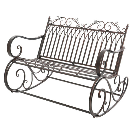 Outdoor Rocking Garden Bench – Steel Bordeaux Brown (92 x 113 cm) - SINGLE GARDEN BENCH/ CHAIR - Beattys of Loughrea