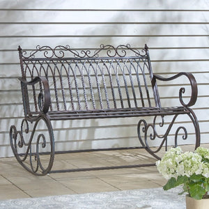 Outdoor Rocking Garden Bench – Steel Bordeaux Brown (92 x 113 cm) - SINGLE GARDEN BENCH/ CHAIR - Beattys of Loughrea
