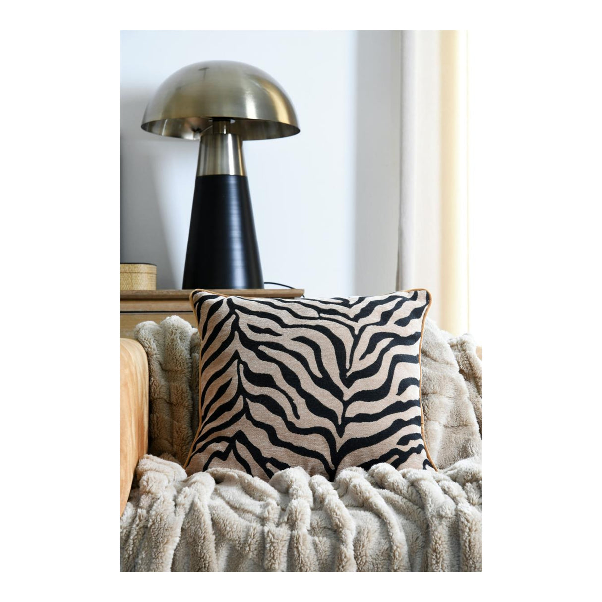 STOF Fauves Faux Fur Cushion, Black, 45x45cm - CUSHIONS/COVERS - Beattys of Loughrea