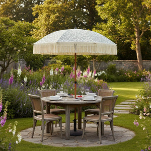 1.8m Sage Leaf Fringed Parasol - PARASOLS - Beattys of Loughrea