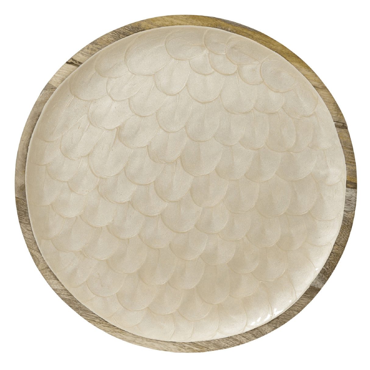 Mango Wood Cream Decor Plate – 30 cm (Food‑Safe Lacquer) - WOODEN KITCHENWARE /ACCESSORIES - Beattys of Loughrea