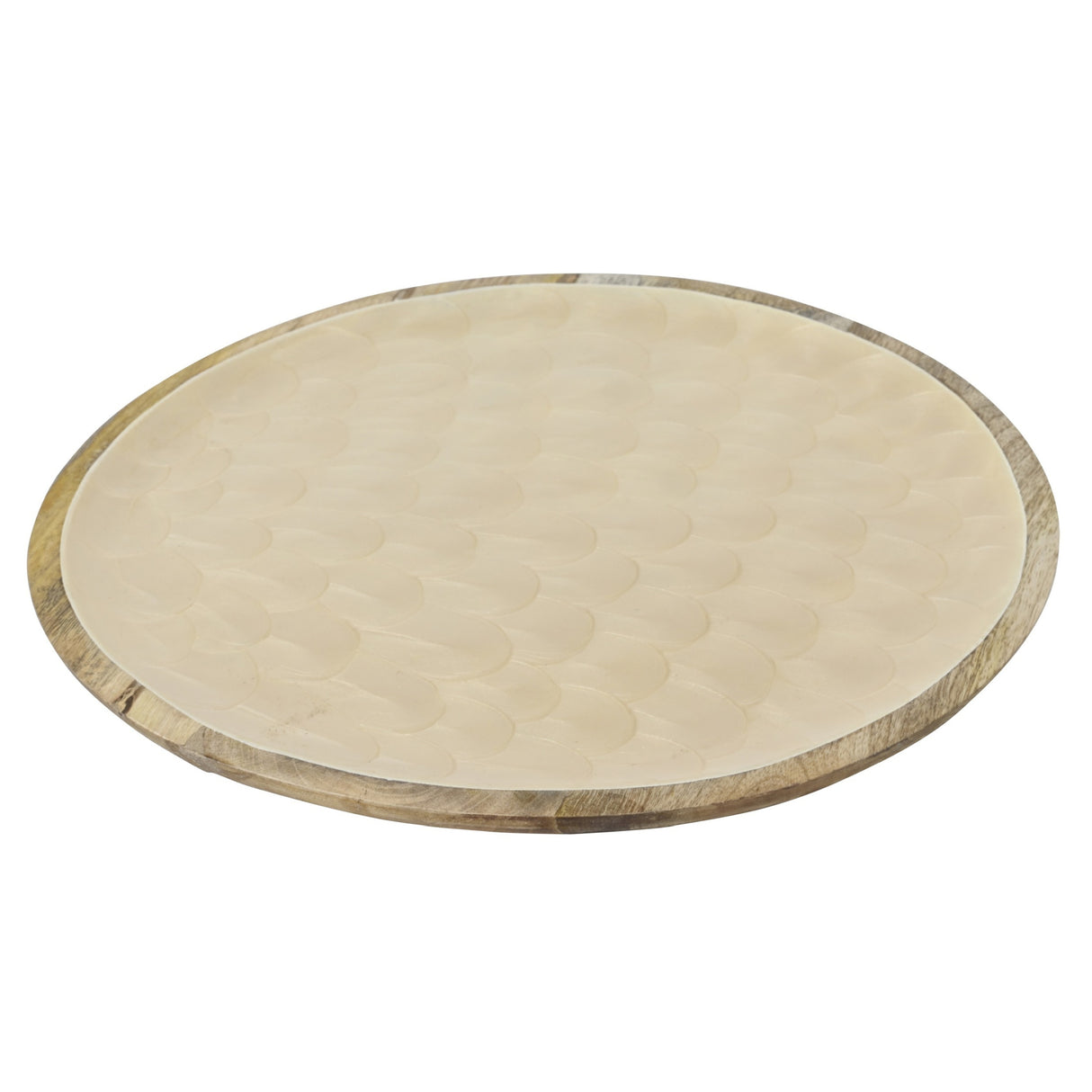 Mango Wood Cream Decor Plate – 30 cm (Food‑Safe Lacquer) - WOODEN KITCHENWARE /ACCESSORIES - Beattys of Loughrea