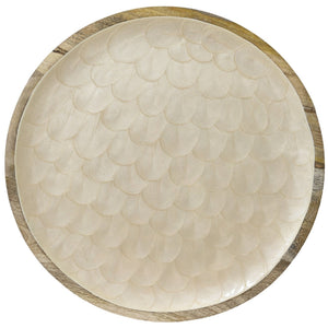 Mango Wood Cream Decor Plate – 37.5 cm (Food‑Safe Lacquer) - WOODEN KITCHENWARE /ACCESSORIES - Beattys of Loughrea