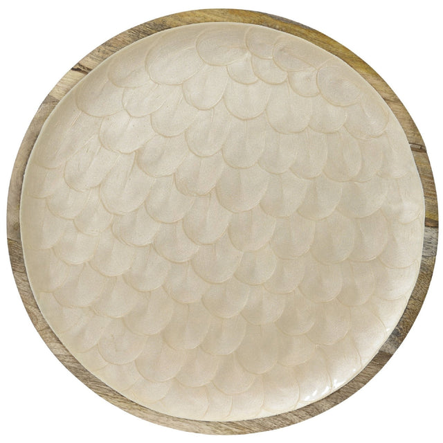 Mango Wood Cream Decor Plate – 37.5 cm (Food‑Safe Lacquer) - WOODEN KITCHENWARE /ACCESSORIES - Beattys of Loughrea