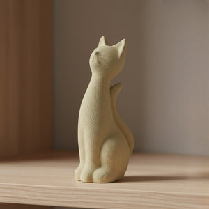 Decoris Beige Porcelain Cat Figurine, 16cm - ORNAMENTS - Beattys of Loughrea