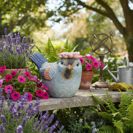 Decoris Blue Bird With Floral Decoration 28cm - ORNAMENTS - Beattys of Loughrea