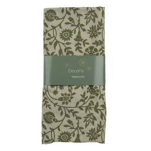 Decoris Rectangular Tablecloth 140x180 cm Green With Floral Print - TABLECLOTHS/RUNNERS - Beattys of Loughrea