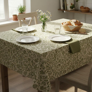 Decoris Rectangular Tablecloth 140x180 cm Green With Floral Print - TABLECLOTHS/RUNNERS - Beattys of Loughrea