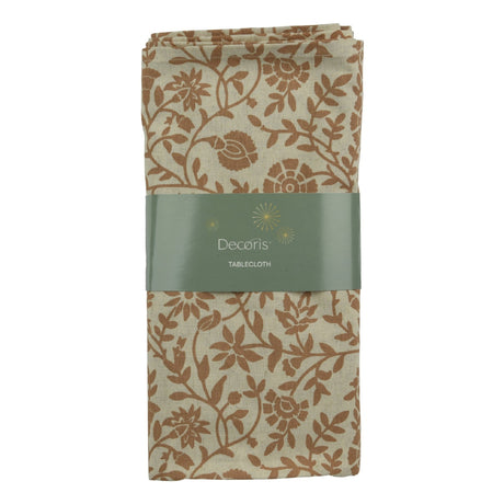Decoris Tablecloth 140x180 cm Brown With Floral Print - TABLECLOTHS/RUNNERS - Beattys of Loughrea