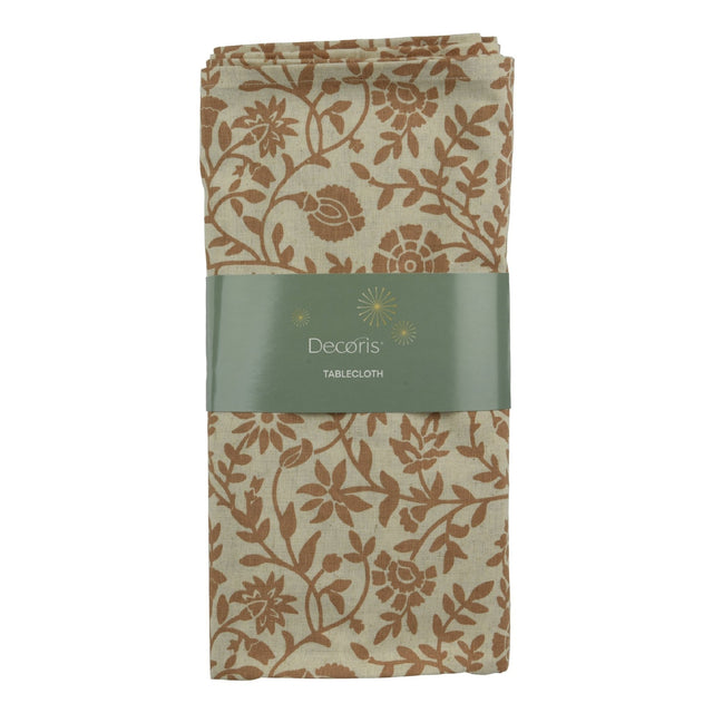 Decoris Tablecloth 140x180 cm Brown With Floral Print - TABLECLOTHS/RUNNERS - Beattys of Loughrea