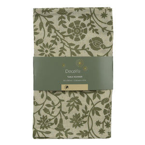 Decoris Table Runner 30x150 cm Green With Floral Print - TABLECLOTHS/RUNNERS - Beattys of Loughrea