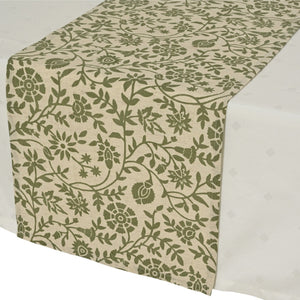 Decoris Table Runner 30x150 cm Green With Floral Print - TABLECLOTHS/RUNNERS - Beattys of Loughrea