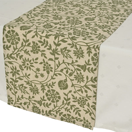 Decoris Table Runner 30x150 cm Green With Floral Print - TABLECLOTHS/RUNNERS - Beattys of Loughrea