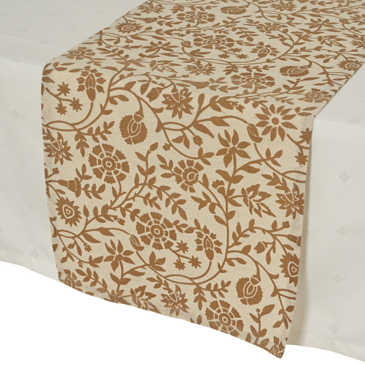 Decoris Table Runner 150x30 cm Brown With Floral Print - TABLECLOTHS/RUNNERS - Beattys of Loughrea