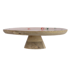 Decoris Cake Stand With Cherry Print 27.5cm - WOODEN KITCHENWARE /ACCESSORIES - Beattys of Loughrea