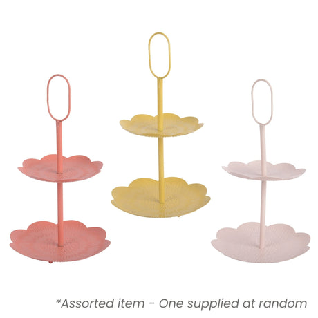 Metal 2‑Tier Cake Stand Assorted - One Supplied* - KITCHEN HAND TOOLS - Beattys of Loughrea