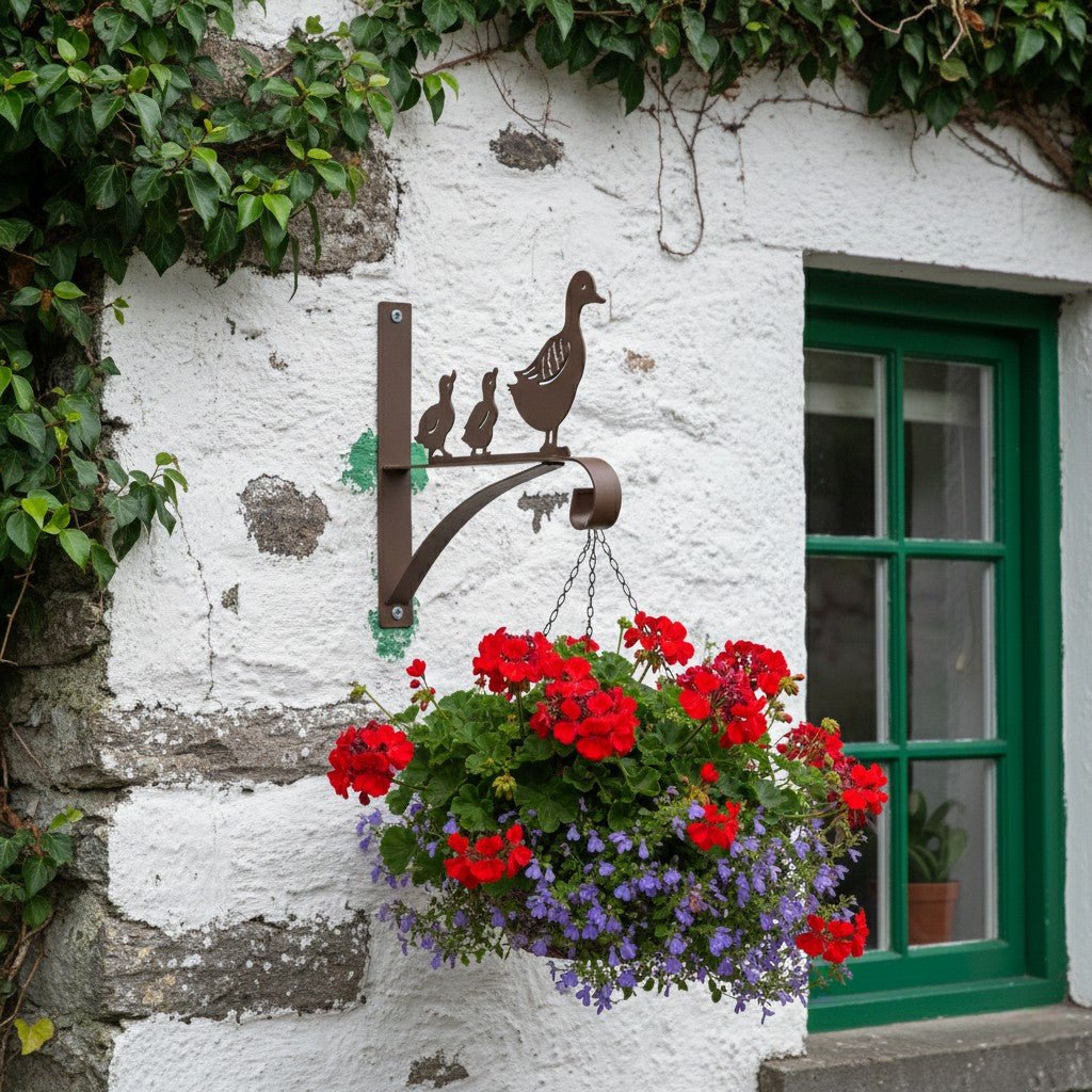 Decoris Ducks Hanging Basket Bracket - GARDEN ORNAMENTS INCL SOLAR - Beattys of Loughrea