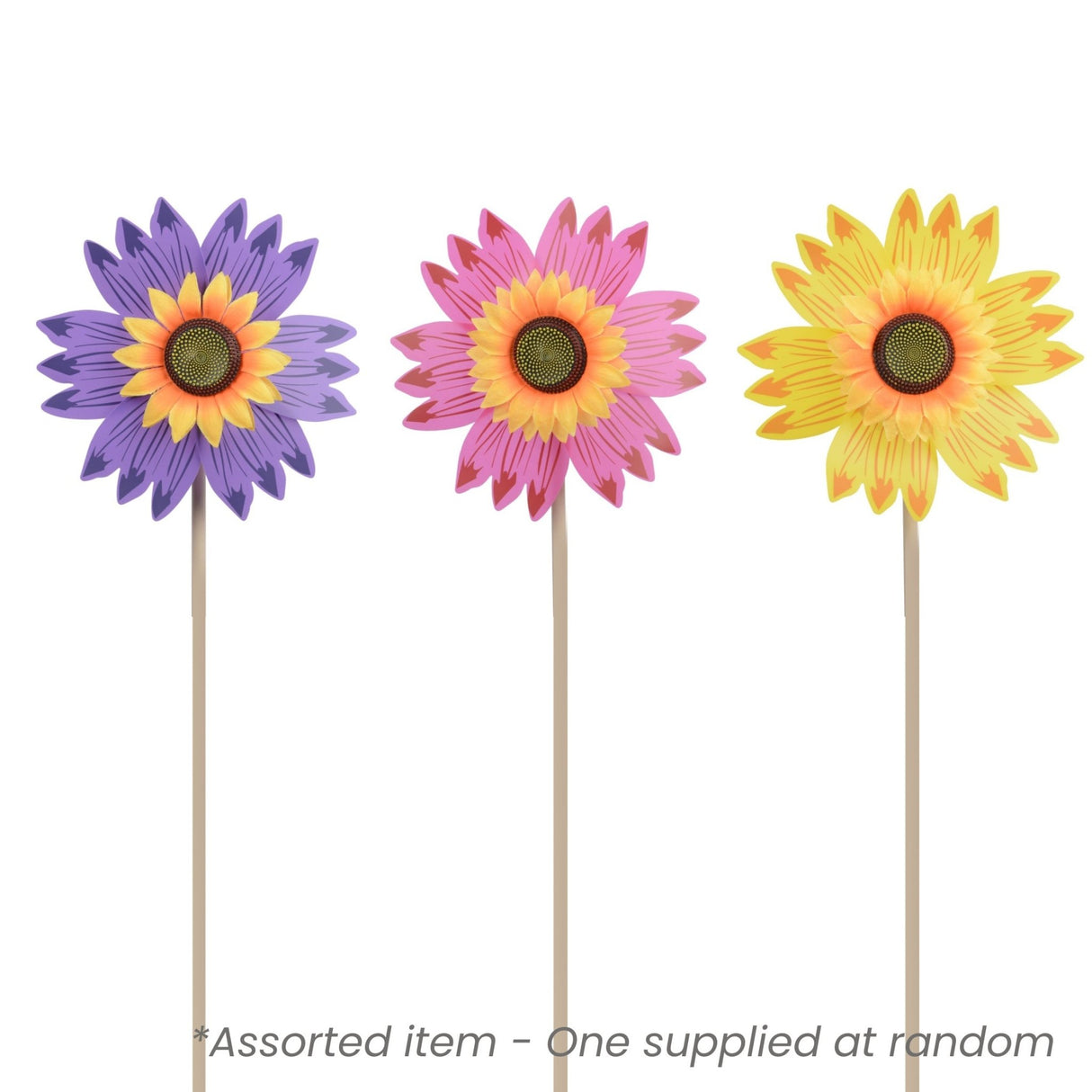 Windmill Plastic Sunflower Spinner Assorted - One Supplied* - GARDEN ORNAMENTS INCL SOLAR - Beattys of Loughrea