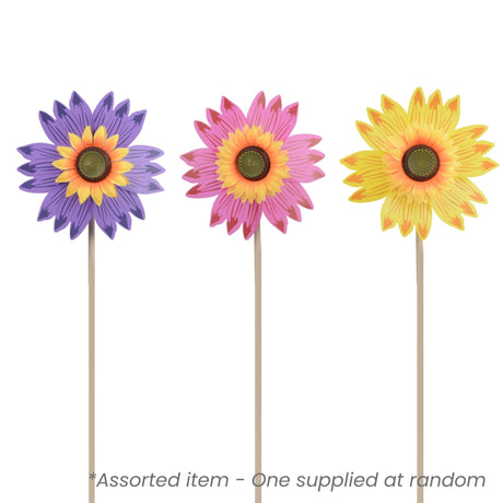 Windmill Plastic Sunflower Spinner Assorted - One Supplied* - GARDEN ORNAMENTS INCL SOLAR - Beattys of Loughrea
