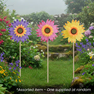 Windmill Plastic Sunflower Spinner Assorted - One Supplied* - GARDEN ORNAMENTS INCL SOLAR - Beattys of Loughrea