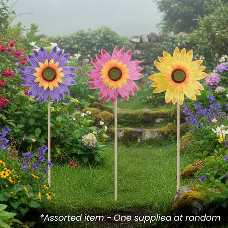 Windmill Plastic Sunflower Spinner Assorted - One Supplied* - GARDEN ORNAMENTS INCL SOLAR - Beattys of Loughrea