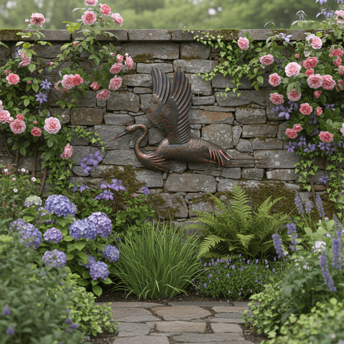 Decoris Iron Stork Wall Art - GARDEN ORNAMENTS INCL SOLAR - Beattys of Loughrea