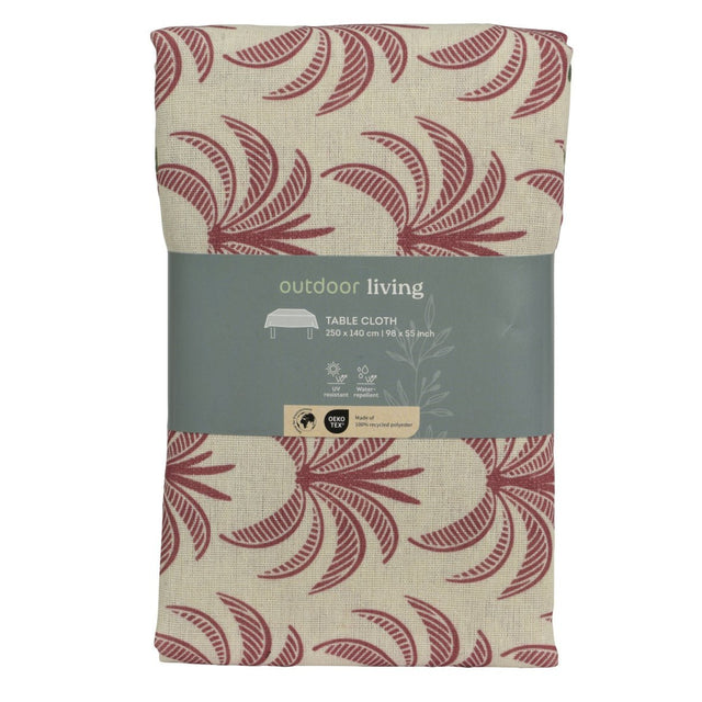 Rectangular Tablecloth Brown With Palm Print 250 x 140Cm - TABLECLOTHS/RUNNERS - Beattys of Loughrea