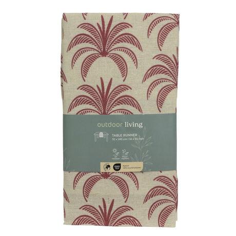 Table Runner Rectangular Brown With Palm Print 140 x 32Cm - TABLECLOTHS/RUNNERS - Beattys of Loughrea