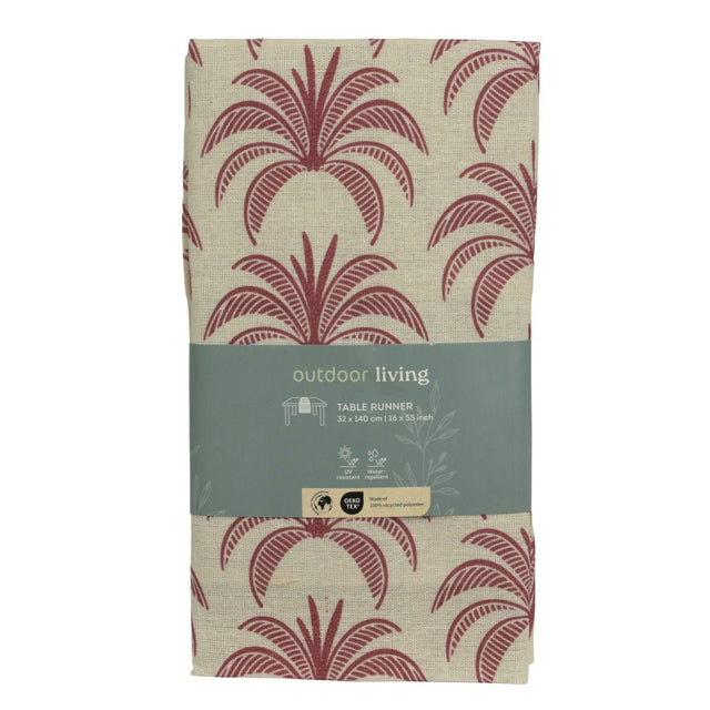 Table Runner Rectangular Brown With Palm Print 140 x 32Cm - TABLECLOTHS/RUNNERS - Beattys of Loughrea
