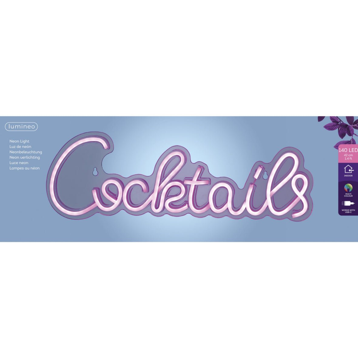 Lumineo Neon Cocktail Sign USB Powered - LED STRING DECO LIGHTS (NOT XMAS) - Beattys of Loughrea