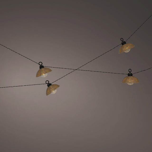 Lumineo Solar Party Light With Wicker Lampshades - GARDEN ORNAMENTS INCL SOLAR - Beattys of Loughrea