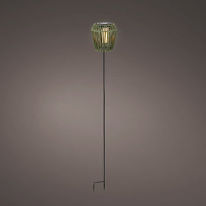 Lumineo Solar Wicker Garden Stake With Flame Effect – Green - GARDEN ORNAMENTS INCL SOLAR - Beattys of Loughrea