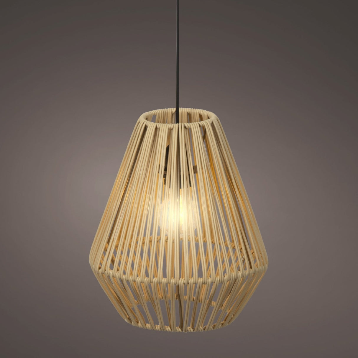 Lumineo Beige Hanging Lamp Made of Rattan with Battery Power - GARDEN ORNAMENTS INCL SOLAR - Beattys of Loughrea