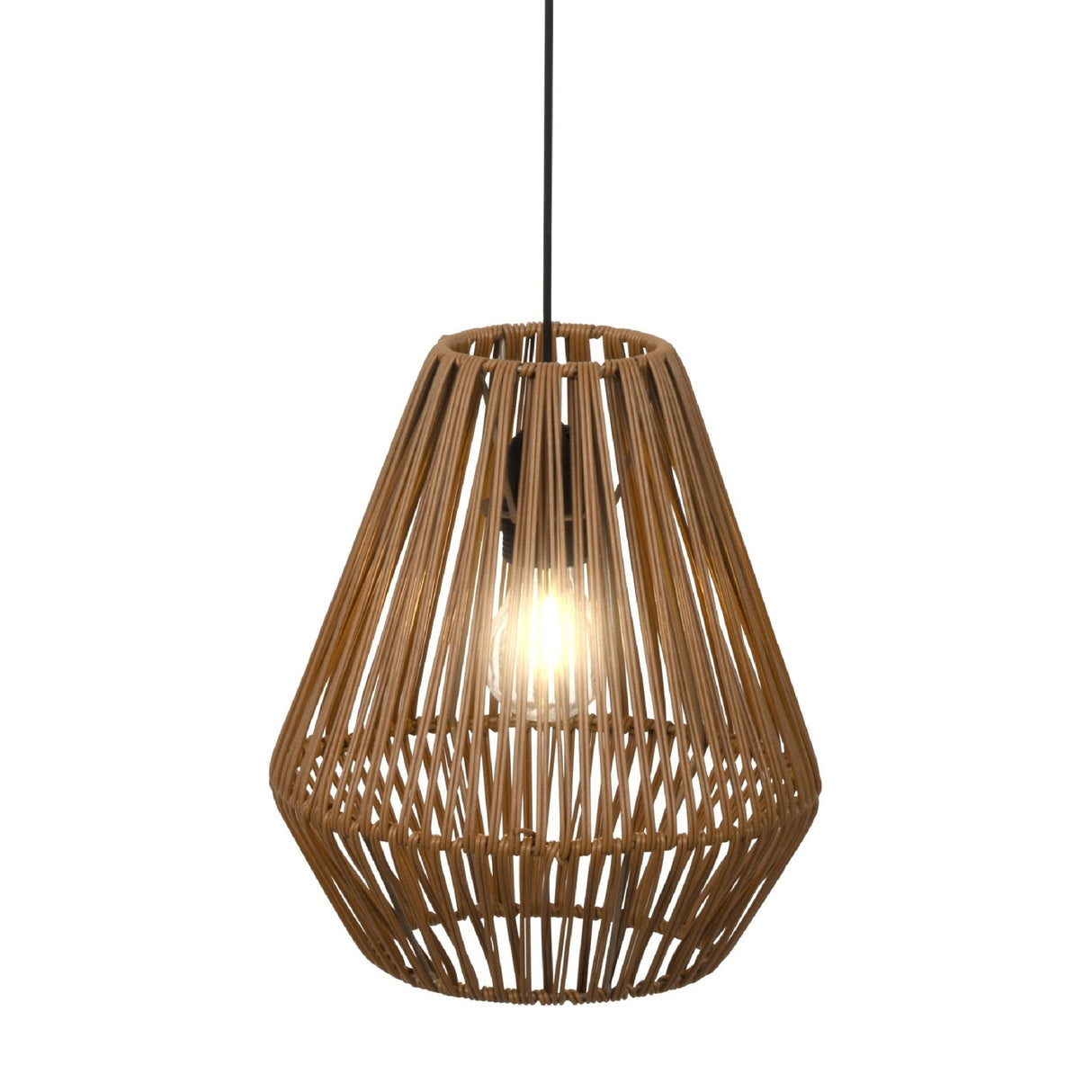 Lumineo Brown Hanging Lamp Made of Rattan with Battery Power - GARDEN ORNAMENTS INCL SOLAR - Beattys of Loughrea