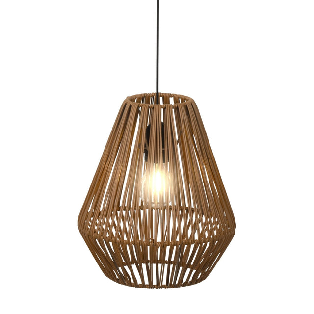 Lumineo Brown Hanging Lamp Made of Rattan with Battery Power - GARDEN ORNAMENTS INCL SOLAR - Beattys of Loughrea
