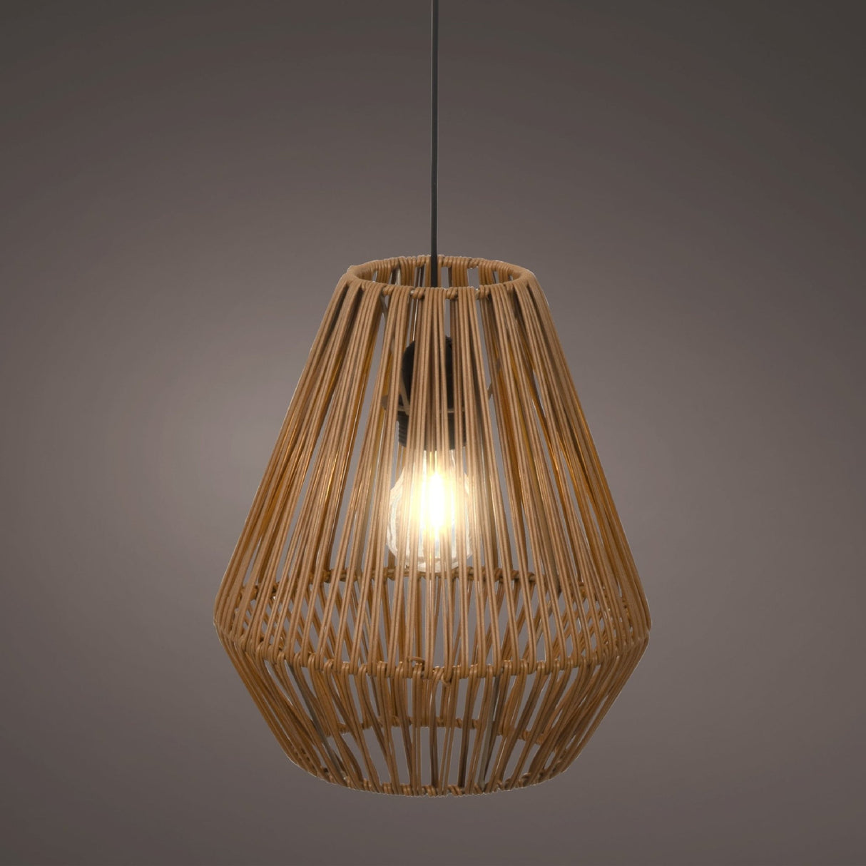 Lumineo Brown Hanging Lamp Made of Rattan with Battery Power - GARDEN ORNAMENTS INCL SOLAR - Beattys of Loughrea